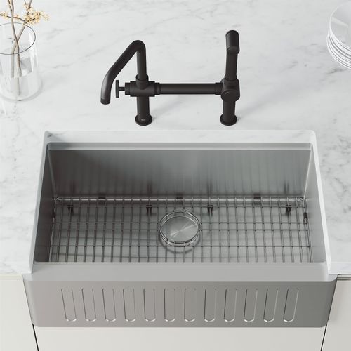 Main product image of Cass Single Handle Bridge Kitchen Faucet w/ Side Sprayer (Matte Black), VG02050MB
