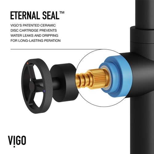 Main product image of Cass Single Handle Bridge Kitchen Faucet w/ Side Sprayer (Matte Black), VG02050MB