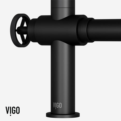 Main product image of Cass Single Handle Bridge Kitchen Faucet w/ Side Sprayer (Matte Black), VG02050MB
