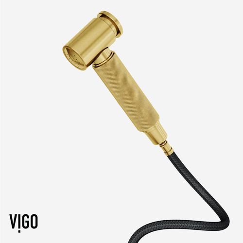 Main product image of Cass Single Handle Bridge Kitchen Faucet with Side Sprayer (Matte Brushed Gold), VG02050MG
