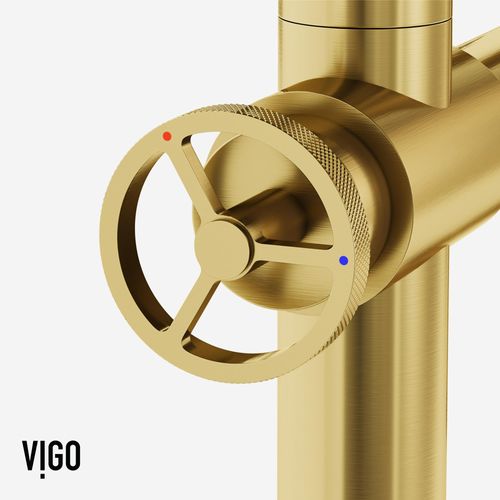 Main product image of Cass Single Handle Bridge Kitchen Faucet with Side Sprayer (Matte Brushed Gold), VG02050MG