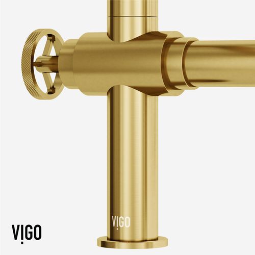 Main product image of Cass Single Handle Bridge Kitchen Faucet with Side Sprayer (Matte Brushed Gold), VG02050MG