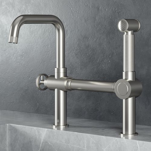 Main product image of Cass Single Handle Bridge Kitchen Faucet (Stainless Steel), VG02050ST