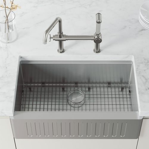 Main product image of Cass Single Handle Bridge Kitchen Faucet (Stainless Steel), VG02050ST