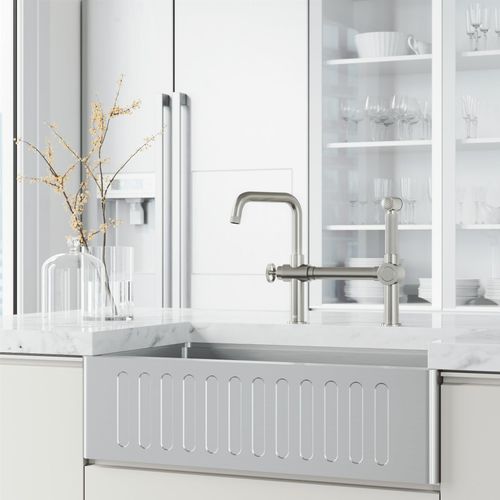 Main product image of Cass Single Handle Bridge Kitchen Faucet (Stainless Steel), VG02050ST