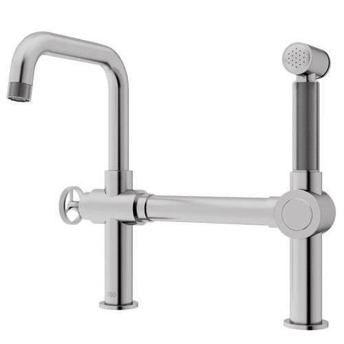 Main product image of Cass Single Handle Bridge Kitchen Faucet (Stainless Steel), VG02050ST