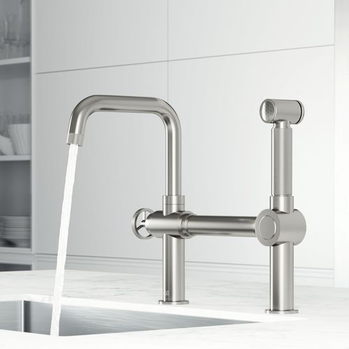 Main product image of Cass Single Handle Bridge Kitchen Faucet (Stainless Steel), VG02050ST