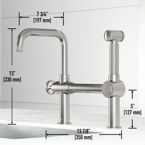 Main product image of Cass Single Handle Bridge Kitchen Faucet (Stainless Steel), VG02050ST