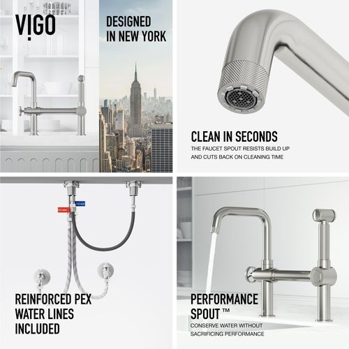 Main product image of Cass Single Handle Bridge Kitchen Faucet (Stainless Steel), VG02050ST