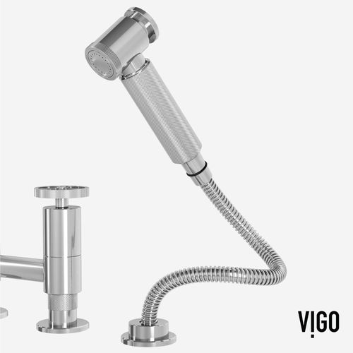 Main product image of Cass Two-Handle Widespread Bridge Kitchen Faucet w/ Side Sprayer (Chrome), VG02051CH