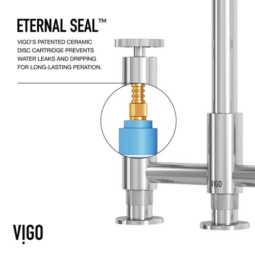 Main product image of Cass Two-Handle Widespread Bridge Kitchen Faucet w/ Side Sprayer (Chrome), VG02051CH