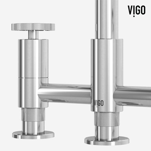 Main product image of Cass Two-Handle Widespread Bridge Kitchen Faucet w/ Side Sprayer (Chrome), VG02051CH