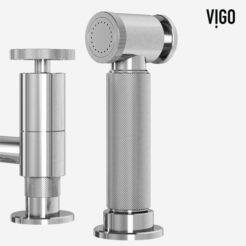 Main product image of Cass Two-Handle Widespread Bridge Kitchen Faucet w/ Side Sprayer (Chrome), VG02051CH