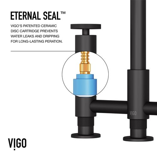 Main product image of Cass Two-Handle Widespread Bridge Kitchen Faucet w/ Side Sprayer (Matte Black), VG02051MB