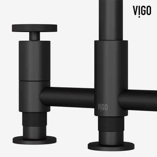 Main product image of Cass Two-Handle Widespread Bridge Kitchen Faucet w/ Side Sprayer (Matte Black), VG02051MB