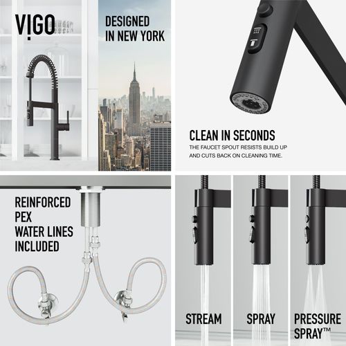 Main product image of Edison Pro Single Handle Pull-Down Kitchen Faucet (Matte Black), VG02052MB