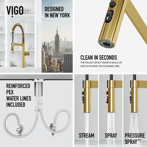 Main product image of Edison Pro Single Handle Pull-Down Kitchen Faucet (Matte Brushed Gold), VG02052MG