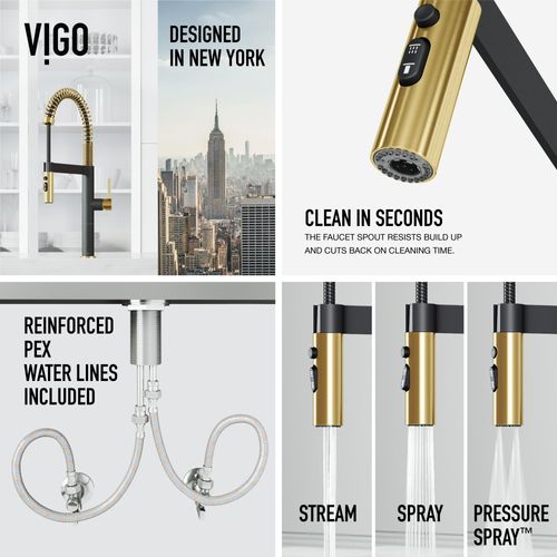 Main product image of Edison Pro Single Handle Pull-Down Kitchen Faucet (Matte Gold/Matte Black), VG02052MGMB