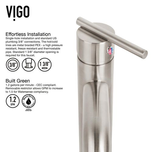 Main product image of Seville Single Handle Bathroom Vessel Faucet (Brushed Nickel), VG03009BN