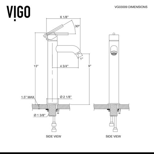 Main product image of Seville Single Handle Bathroom Vessel Faucet (Matte Black), VG03009MB