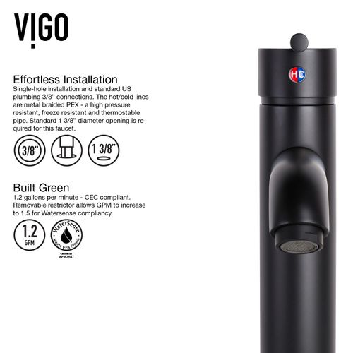Main product image of Seville Single Handle Bathroom Vessel Faucet (Matte Black), VG03009MB