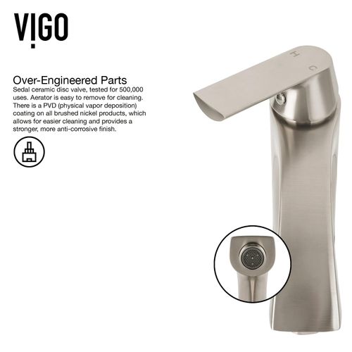 Main product image of Linus Single Handle Bathroom Vessel Faucet (Brushed Nickel), VG03013BN