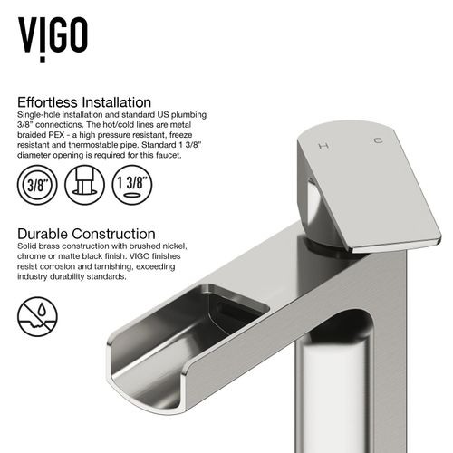 Main product image of Amada Single Handle Bathroom Vessel Faucet (Brushed Nickel), VG03026BN