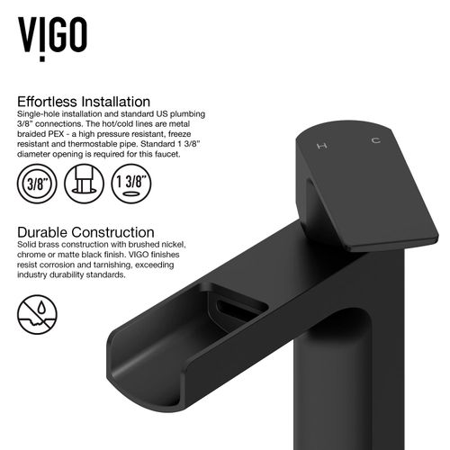 Main product image of Amada Single Handle Bathroom Vessel Faucet (Matte Black), VG03026MB