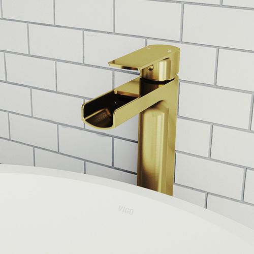 Main product image of Amada Single Handle Bathroom Vessel Faucet (Matte Brushed Gold), VG03026MG