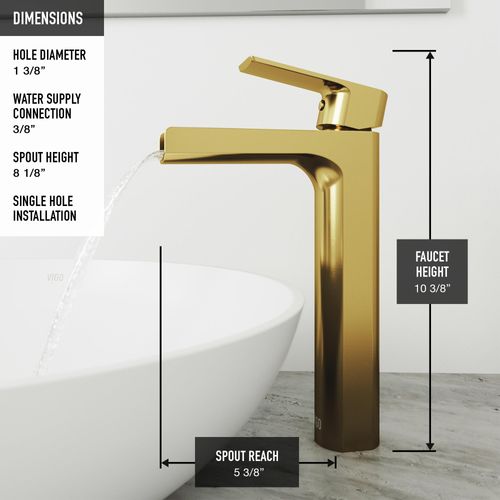 Main product image of Amada Single Handle Bathroom Vessel Faucet (Matte Brushed Gold), VG03026MG