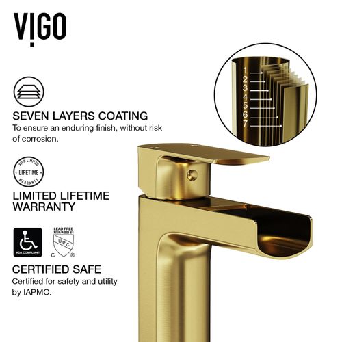 Main product image of Amada Single Handle Bathroom Vessel Faucet (Matte Brushed Gold), VG03026MG