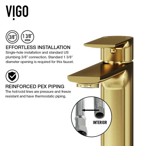 Main product image of Norfolk Single Handle Bathroom Vessel Faucet (Matte Brushed Gold), VG03027MG