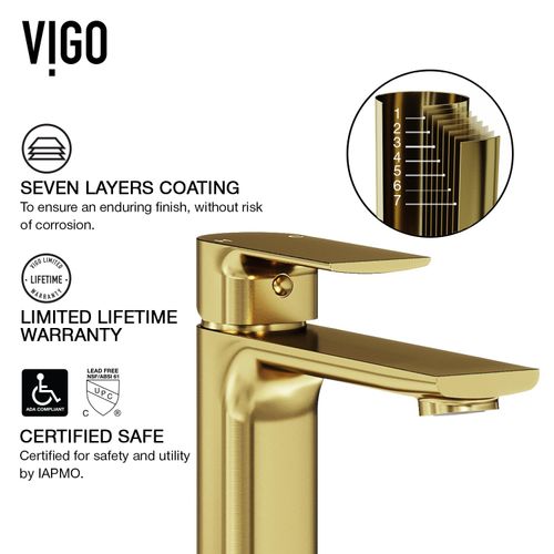 Main product image of Norfolk Single Handle Bathroom Vessel Faucet (Matte Brushed Gold), VG03027MG