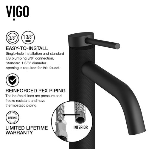 Main product image of Lexington Single Handle Bathroom Vessel Faucet (Carbon Fiber/Matte Black), VG03028MB