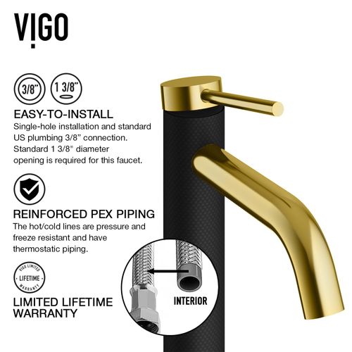 Main product image of Lexington Single Handle Bathroom Vessel Faucet (Matte Gold/Carbon Fiber), VG03028MGMB
