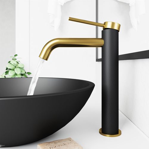 Main product image of Lexington Single Handle Bathroom Vessel Faucet (Matte Gold/Carbon Fiber), VG03028MGMB