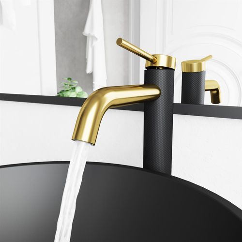Main product image of Lexington Single Handle Bathroom Vessel Faucet (Matte Gold/Carbon Fiber), VG03028MGMB