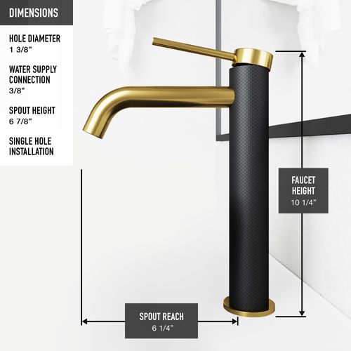 Main product image of Lexington Single Handle Bathroom Vessel Faucet (Matte Gold/Carbon Fiber), VG03028MGMB