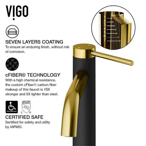 Main product image of Lexington Single Handle Bathroom Vessel Faucet (Matte Gold/Carbon Fiber), VG03028MGMB