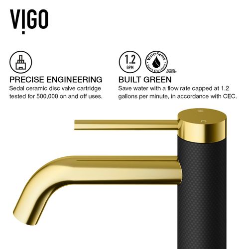 Main product image of Lexington Single Handle Bathroom Vessel Faucet (Matte Gold/Carbon Fiber), VG03028MGMB