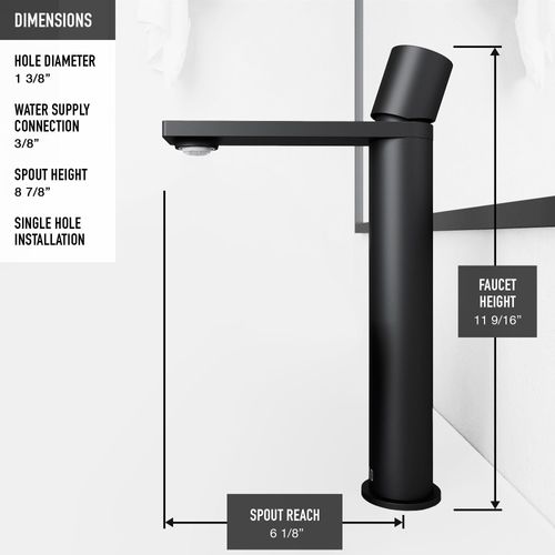 Main product image of Gotham Single Handle Bathroom Vessel Faucet (Matte Black), VG03029MB