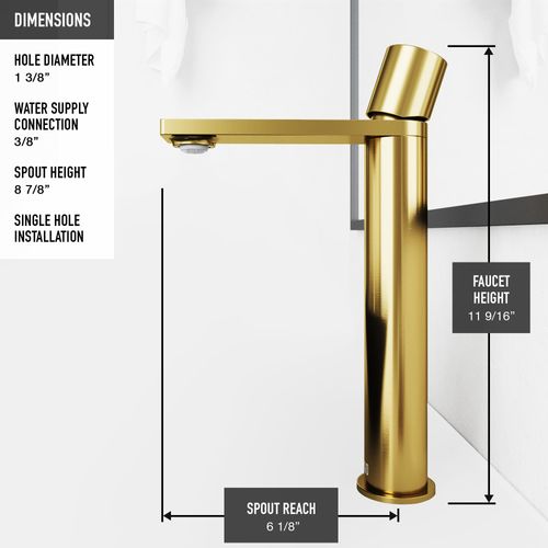 Main product image of Gotham Single Handle Bathroom Vessel Faucet (Matte Brushed Gold), VG03029MG