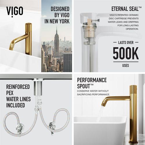 Main product image of Apollo Button Operated Bathroom Vessel Faucet (Matte Brushed Gold), VG03031MG
