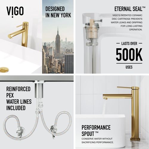 Main product image of Jewel Single Handle Bathroom Vessel Faucet (Matte Brushed Gold), VG03037MG