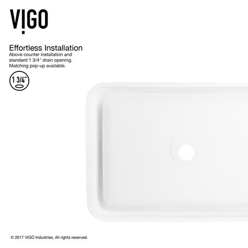 Main product image of Petunia Matte Stone 23" x 16" x 6" Rectangular Vessel Bathroom Sink (Modern White)