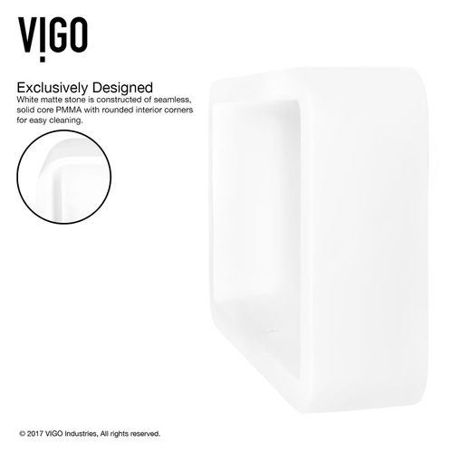 Main product image of Petunia Matte Stone 23" x 16" x 6" Rectangular Vessel Bathroom Sink (Modern White)