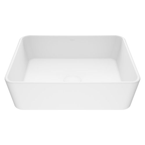Main product image of Marigold Matte Stone 18" x 14" x 5" Rectangular Vessel Bathroom Sink (Modern White)