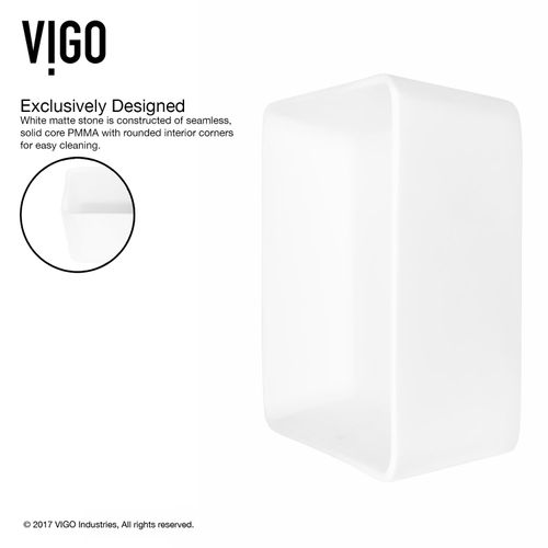 Main product image of Marigold Matte Stone 18" x 14" x 5" Rectangular Vessel Bathroom Sink (Modern White)