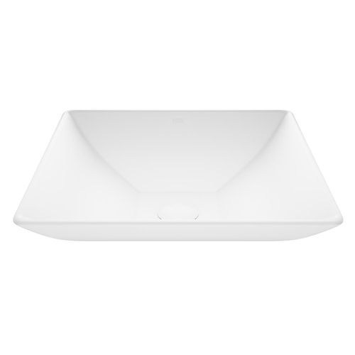 Main product image of Hibiscus Matte Stone 16" x 16" x 5" Square Vessel Bathroom Sink (Modern White)