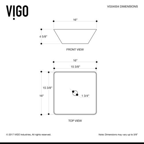 Main product image of Hibiscus Matte Stone 16" x 16" x 5" Square Vessel Bathroom Sink (Modern White)